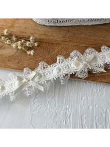 1/3/5M French Style Double Layer Satin Ribbon Embroidered Lace Trim With Cute Bow, DIY Wedding Dress Material, Fabric Lace Ribbon For Clothing, Hair Accessories, Home Decor, Multi-Color Options