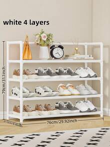 1 pieza Estantería para zapatos extendida de 3-7 niveles, estantería de almacenamiento de alta capacidad para el hogar, dormitorio, residencia estudiantil, organizador de zapatos simple con marco de metal, solución de almacenamiento y decoración perfecta para el dormitorio, soporte portátil para exhibición de zapatos - Multicolor - Ver 17