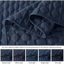 Blue Quilt King Size Bedding Sets With 2 Pillow Shams, Lightweight Soft Bedspread Coverlet, Quilted Blanket Thin Comforter Bed Cover All Season, 3 Pieces, 104x90 Inches, All - Season Bedding - Navy - 查看 9