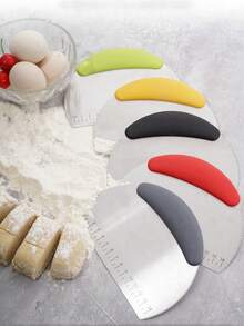 1pc Stainless Steel Cake Knife, Practical Yellow Random Bread Dough And Clay Knife, Antibacterial Baking Scraper, Suitable For Baking - Random Color - View 1