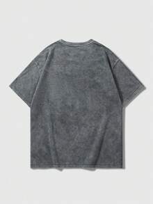 Road Racing Car With Flame Graphic Printed Street Style Men's Casual Wear 230g Washed Cotton Round Neck Short Sleeve Comfortable & Breathable Basic Printed Tee For Summer High - Quality Dynamic Design