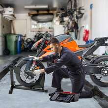 VA-Cerulean Motorradständer für 17-21", 90-130 mm Vorderrad, Motorradwippe, Transportständer, einstellbare Motorradwippe aus Stahl, als Transportständer und Montageständer - Farbe - Übersicht 8