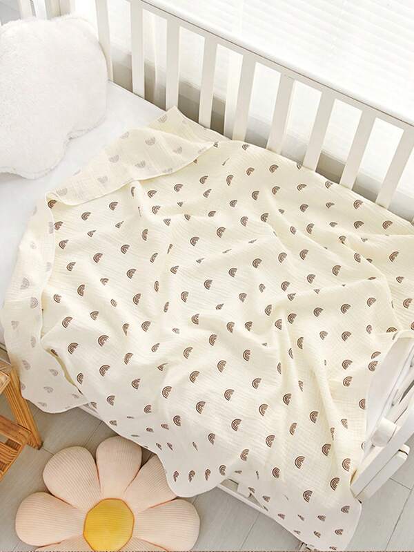 80*80cm One Piece Rainbow Pattern Baby Blanket For Spring/Summer, Soft And Comfortable, Breathable, Sweat-Absorbent, Suitable For Newborns Love Valentine