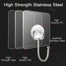 5/10 Pieces Large Size Waterproof Wall Hooks, Anti-Oil And Anti-Rust Wall Hooks, Suitable For Bathroom And Kitchen - For Towels, Bathroom, Living Room, Bedroom, Wall Hanging, Kitchen Utensils, Bags, Hotel Bathroom Clothes Hooks, Sticky Towel Hooks, Sticky Coat Hooks, Sticky Hooks, Heavy Hooks, Sticky Kitchen Hooks, Sticky Bathroom Hooks, Sticky Bathtub Hooks, Sticky Wall Hooks, Sticky Home Hooks, Sticky Key Hooks, Multi-Purpose Hooks, Home Bathroom Decor Bathroom Organizer Summer Back To School