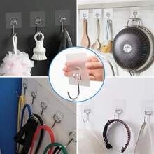5/10 Pieces Large Size Waterproof Wall Hooks, Anti-Oil And Anti-Rust Wall Hooks, Suitable For Bathroom And Kitchen - For Towels, Bathroom, Living Room, Bedroom, Wall Hanging, Kitchen Utensils, Bags, Hotel Bathroom Clothes Hooks, Sticky Towel Hooks, Sticky Coat Hooks, Sticky Hooks, Heavy Hooks, Sticky Kitchen Hooks, Sticky Bathroom Hooks, Sticky Bathtub Hooks, Sticky Wall Hooks, Sticky Home Hooks, Sticky Key Hooks, Multi-Purpose Hooks, Home Bathroom Decor Bathroom Organizer Summer Back To School