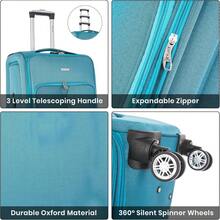 Deluxe Edition 29" Large Suitcase Super Lightweight 20% Expandable 4 Wheels Spinner Soft Shell Check In Luggage For 23kg - Blue - View 4