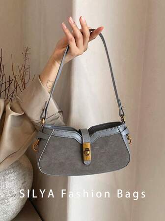 时尚拼色拼布小手提包，女士新款百搭单肩包/斜挎包/腋下包，适合通勤