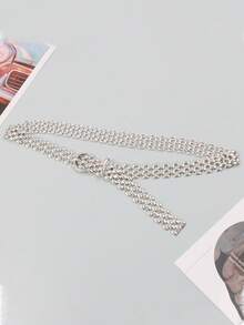 1pc Women's Punk Style Metallic Fish Scale Pattern Waist Belt - A - View 7