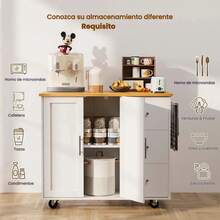 Alacenas De Cocina Con Ruedas Y 3 Cajones Mesa Plegable Isla - Blanco - Ver 8