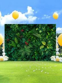 1 Stück tropische grüne Blätter Fotowand Hintergrund, Grünpflanzen, Palme, Dschungel, Partyfahne 150 x 100 cm/210 x 150 cm, Wald Fotohintergrund für Innen/Außen, Baby-Dusche, Geburtstag, Hochzeit, Dekoration