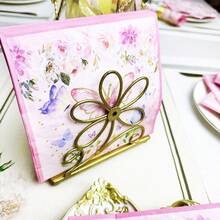 80/40/20 piezas Servilletas desechables de 13 * 13 pulgadas con estampado de mariposas y flores en rosa y azul, para uso en fiestas de cumpleaños, reuniones familiares, banquetes de bodas, decoración de hoteles y restaurantes - Rosa - Ver 10