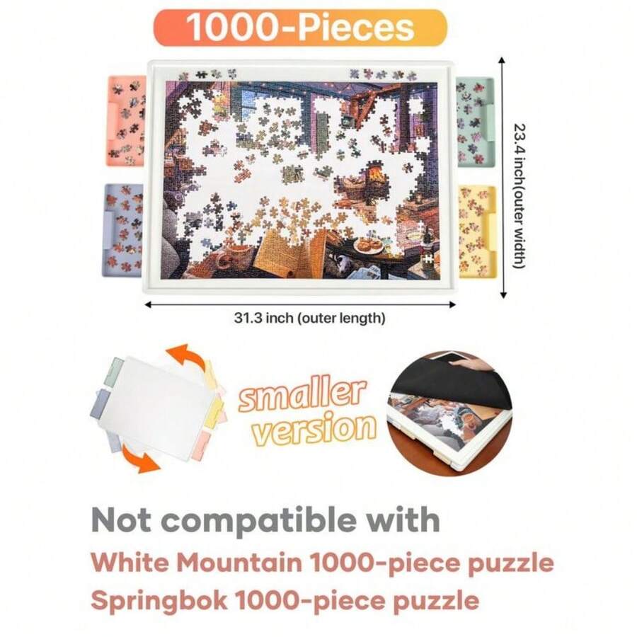 Playboda 1000-1500 Pieces Rotating Plastic Puzzle Board With Drawers ...