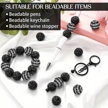 10 件 20 毫米混合泡泡糖珠套装，颜色有红色、白色、深蓝色、黑色、粉色、蓝色和白色，珠子间距较大。粗珠用于 DIY 钥匙扣、钢笔、手链、项链、手工艺品和珠宝制作。婚礼季节、母亲节、送给朋友和母亲的最佳礼物