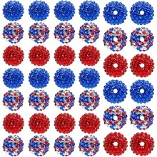 10 件 20 毫米混合泡泡糖珠套装，颜色有红色、白色、深蓝色、黑色、粉色、蓝色和白色，珠子间距较大。粗珠用于 DIY 钥匙扣、钢笔、手链、项链、手工艺品和珠宝制作。婚礼季节、母亲节、送给朋友和母亲的最佳礼物