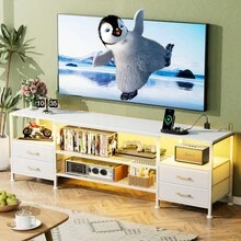 Large TV Stand, Sofa Sideboard, Living Room Cabinet, Large Capacity, Stylish And Modern Design, Durable, With Multiple Shelves, Convenient For Storing Books And DVDs, 160x40x59cm - trắng - Xem 2