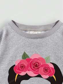 Sudadera de hombros caídos para mujer, estampado de artista mexicana, cuello redondo, holgada, para primavera y otoño, Super David Clothes