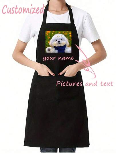 1pc Custom Apron With Text And Personalized Photo, Waterproof Apron, Customized Funny Cooking Kitchen Apron, Customize Logo, Text, Chef Cook Apron, Ideal Gift For Valentine's Day, Father's Day, Mother's Day Birthdays, Anniversaries, Unique Gift For Women, Chef, Mom, Dad, Husband, Girlfriend, Boyfriend, Weddings Gift For Him, Gift For Her, Multi-Functional,For Housewarming,Elegant Living