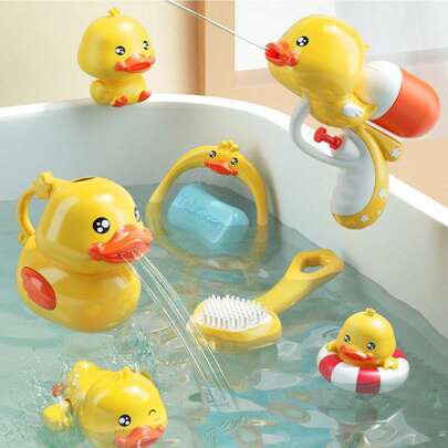 1 Set Bath/Swimming Toy Set - 8 Cute Duck Shaped Water Toys, Perfect For Shower And Bathtub Use, Duck Bath Toy, Make The Swimming Pool Full Of Fun, Excellent Birthday Gift For Infant Boy And Girl