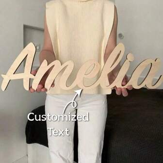 1pc Personalized Custom Name Wooden Sign, Unique Design Name Plate, Multiple Color Options, Bohemian Style, No Power Needed, Suitable For Room, Living Room, Office, Birthday, Graduation, Christmas, Halloween, Wedding, Custom Gift,Graphic Print