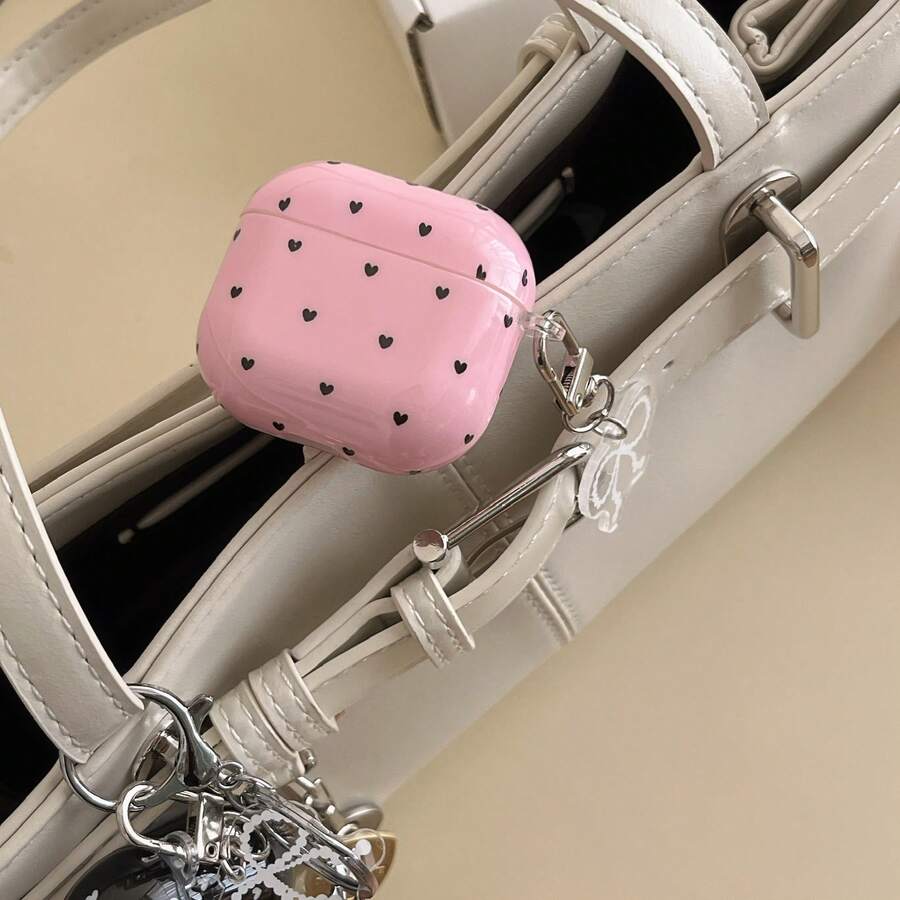 2 件套：黑色和粉色心形耳机盒 + 蝴蝶结吊坠，适用于 Apple Pro 2/Pro/3/2 - 粉色 - 查看 1