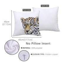 1 件 17.7*17.7 英寸 (45*45 厘米) 涤纶水彩豹纹印花设计靠垫套 [单面印花] 家居装饰 [不含枕芯]，适合日常使用，家居装饰，客厅沙发，卧室，汽车头枕枕头床上用品枕套房间装饰卧室装饰靠垫套靠垫 - 彩色 - 查看 2