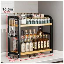 1pc Kitchen Spice Rack, Countertop Storage Organizer, No-Drill Seasoning Shelf