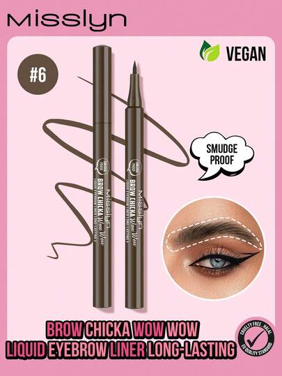 Misslyn Lápiz de cejas líquido de larga duración BROW CHICKA WOW WOW, 3 opciones de color, crea un aspecto de maquillaje natural, fácil de aplicar, resistente al agua, a prueba de manchas