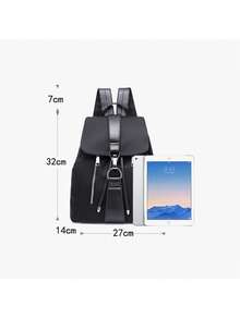 Women Fashion Nylon+PU Waterproof Laptop Backpack Bag - Black - View 3