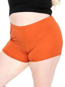 STRETCH IS COMFORT Women's And Plus Size Nylon Booty Shorts | Small - 3X - Neon Orange - View 1
