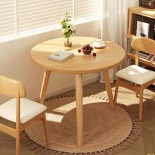 Semplice tavolino da comodino in legno rotondo con cornice in legno massiccio, mobile da piccoli spazi come tavolo da caffè laterale, per reception, ufficio, soggiorno, camera da letto