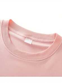 Women's Owl T-Shirt, Premium Cotton Mesh Blouse, Basic Round Neck - Baby Pink - View 2