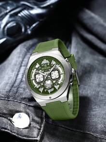 Reloj de cuarzo REWARD para hombre, de estilo de moda de negocios, con calendario, manecillas luminosas, multifuncional, de alta calidad, diseño clásico, correa de silicona - Unitalla - Ver 5