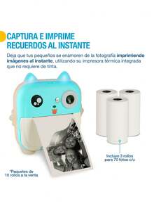 Shimy Kids Instant Print Camera With 3 Rolls Of Paper - Blue - View 3