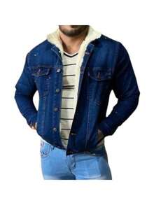 Chamarra De Mezclilla , Hombre - Azul Marino - Ver 1