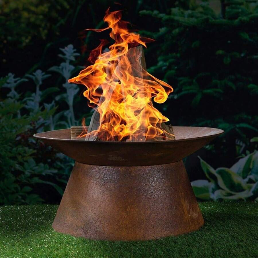 HI Feuerschale in Rostoptik Feuerstelle Gartenfeuer Feuerkorb Pflanzschale 50 cm
