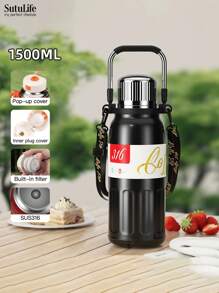 Botella de agua aislada al vacío de acero inoxidable 316, capacidad de 800ml/1000ml/1500ml, unisex, para exteriores, viajes, automóvil, portátil y de vuelta al colegio