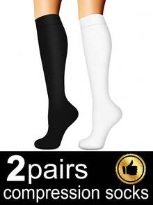 2/6/8/10 Pairs Unisex Compression Socks Women, Men Knee High Sports Compression Socks Low Pressure Socks Support For Running, Cycling, Hiking, Travel Socks, Fall - Multicolor - View 7