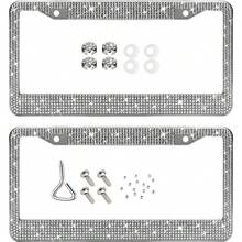 1pc/2pcs Rhinestone Bling Car License Plate Frame, Stainless Steel Handmade, With Shining Crystal Screw Caps & Installation Tools, Fit For US License Plate Size, Waterproof & Rustproof Auto Accessories - 2pcs - View 10
