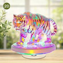 2D 旋转亚克力桌面装饰，无需电力，采用彩虹老虎设计，适合缓解压力、冥想、办公室装饰和家居氛围