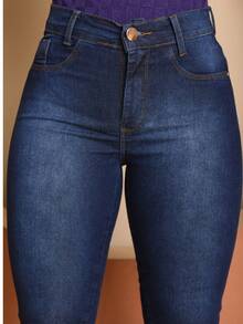 Women's High Waist Capri Jeans With Spandex Lycra Butt Lifting Shaping Pants - Màu xanh hải quân - Xem 7