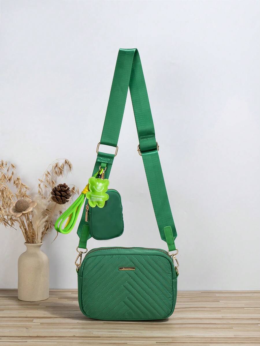 1 Set 2pcs Crossbody Bag With Coin Purse & Pendant