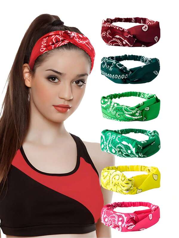 1pc Colorful Tie-Dye Headband, Elastic Sweatband For Sports, Yoga, 25cm Diameter Fit For Large Head Size Hair Band