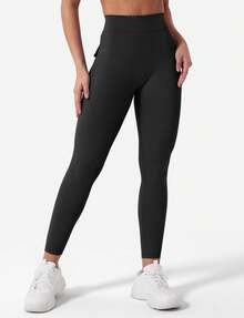 YEOREO Leggings With Pockets For Women V Back Scrunch Workout Leggings Tummy Control Butt Lifting Gym Yoga Leggings Yoga Pants For Women Winter Clothes For Women Black Pants - 黑色 - 查看 5