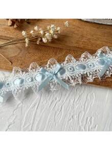 1/3/5M French Style Double Layer Satin Ribbon Embroidered Lace Trim With Cute Bow, DIY Wedding Dress Material, Fabric Lace Ribbon For Clothing, Hair Accessories, Home Decor, Multi-Color Options