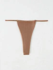 New Metallic Halter Triangle Tie Side Bikini Set - Brown - View 6