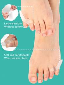 4pcs Silicone Toe Covers, Unisex Little Toe Protector Socks, Adhesive Toe Sleeve For Comfortable Shoes Wearing, For Men & Women - White - View 3