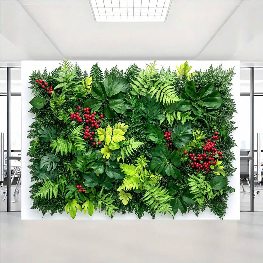1 pieza Panel de pared de flores y césped artificial de poliéster 2D, multifuncional, universal, sin necesidad de electricidad, apto para fiesta de jardín, decoración del hogar, fondo de fotografía, suministros para fiestas, Pascua, banners de fiestas, decoración del hogar - 1 pieza - Ver 1