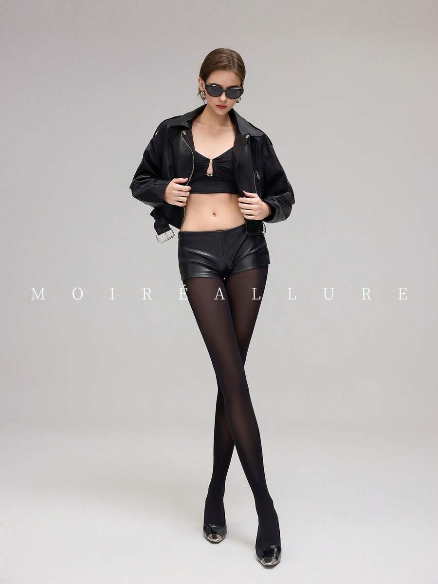 1pc Women's Classic Versatile Silk Stockings, Suitable For Daily Commute And Night Out - Black - View 1