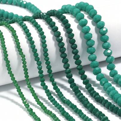 1 件绿釉刻面算盘水晶扁珠，3/4/6/8 毫米时尚百搭百搭 DIY 珠子，适合制作手链、项链、珠宝、手机吊饰、钥匙扣、串珠用品