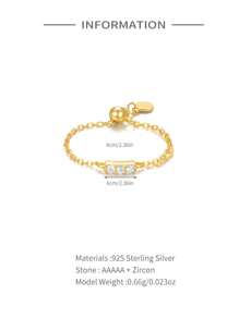 1 pieza Anillo de cadena minimalista de plata de ley 925 de estilo lujoso y ajustable para mujer, perfecto para el uso diario/joyería de boda y novia, joyería fina